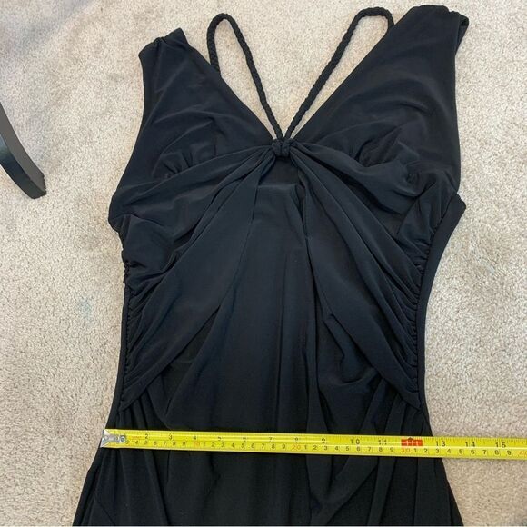 Black V-neck A-line flowy cocktail dress Sz M - Picture 12 of 14